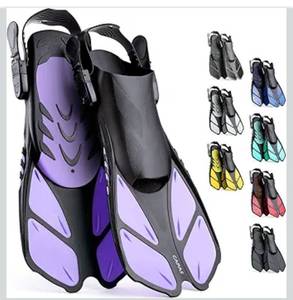 lot 6540 image: CAPAS Snorkel Fins, Swim Fins Travel Size Short Adjustable for Snorkeling Diving Adult Men Women Kids Open Heel Swimming Flippers