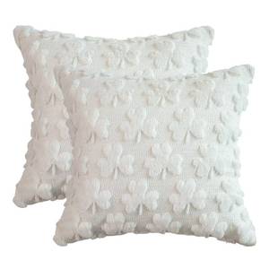 lot 6543 image: AVOIN colorlife St Patricks Day Shamrock Throw Pillow Covers Set of 2, 18 x 18 Inch Lucky Clover Decoration Cream White Soft Plush Faux Fur Jacquard Pillow Case for Bedroom Sofa Couch