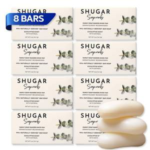 lot 6544 image: Shugar Soapworks Oatmeal & Eucalyptus 5 oz Beauty Bar Soap 8-Pack  Plant-Based Formula  Sulfate & Paraben Free  Moisturizing Gentle Cleanser for Sensitive Skin, Body & Hands