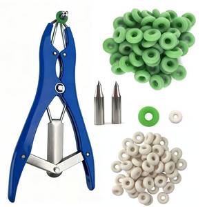 lot 6558 image: Jabcmier Goat Banding Kit Professional Farm Tool with 100 Rubber Rings (2 Sizes) & Stainless Steel Applicator  Multi-Purpose Livestock Management Equipment