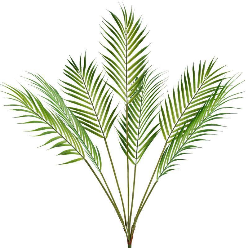lot 1143 image: Uieke 35 Artificial Palm Leaves Plants, Large Fake Palm Tree with 7 Leaves, Tropical Leaves Palm Fronds Greenery Stems Plants for Home Wedding Garden Outdoor Jungle Hawaiian Party Decor Retail $16.34