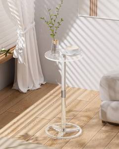 lot 1073 image: invisibiliter Small Acrylic Drink Table, Clear Side Table for Small Space, 10 Inches Round Modern End Table for Living Room, Bedroom, Balcony, Bathroom, and Home Office - Retail $34