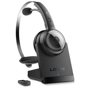 lot 1075 image: LEVN Wireless Headset with Mic for Work, Wireless Headset (Charging Base, Noise Cancelling & Mute Button), Long Battery Life, Bluetooth Headsets for HomeOfficeCall CenterLaptopTeamsZoom, Black - Retail $47