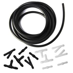 lot 1078 image: Windshield Washer Hose Kit - 4 Meter Universal Washer Fluid Hose with 12 Pcs Hose Connectors, Suitable for Most Windshield Washer Nozzle Installation, Connect Car Water Pump and Nozzles - Retail $7