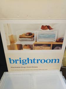 lot 1083 image: Brightroom Large Stackable Drop-Front Storage Boxes - Retail $18