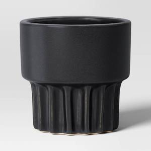 lot 1090 image: Geared Ceramic Indoor Outdoor Planter Pot Charcoal 5.94x5.94 - Threshold�� - Retail $15