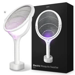 lot 1130 image: MikaMax Electric Fly Swatter Extra Powerful 4000V 2 in 1 with USB C Rechargeable Battery and UV Light Trap - Retail $66