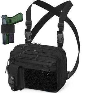 lot 1136 image: DegeTMVe Conceal Carry Sling Bag Tactical Vest Rig Pack Chest Backpack Admin Pouch IFAK Tool Holde (Black) - Retail $51