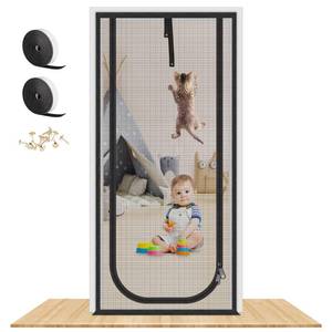 lot 1181 image: Upgraded Reinforced Cat Screen Door, 36X82�� Heavy Duty Pets Proof Screen Door with Two Way Zips, Prevent Dogs Cats Running Out from Home, Bedroom, Living Room, Kitchen Patio Door - Retail $551