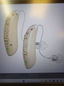 lot 1183 image: Digital Hearing Aids for Seniors with Noise Reduction, Rechargeable BTE Hearing Aid for Adults with Hearing Loss with volume control. (Brown) - Retail $65