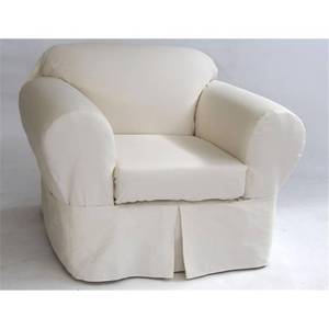lot 1197 image: Cotton Twill Chair Slipcover, Natural Finish, 2-Piece Set, Fits Chairs 30-42 in Wide, Machine Washable, Includes Cushion and Body Cover, Soft Durable Design for Living Room or Home Use - Retail $109