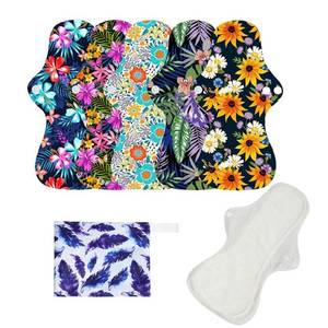 lot 1205 image: 6pcsSet Resuable Washable Incontinence Pads, Waterproof Organic Bamboo Resuable Menstrual Pads Sets, Including 5pcs Heavy Flow Cloth Mama Sanitary Napkins  1pc Mini Wet Bag - Retail $14