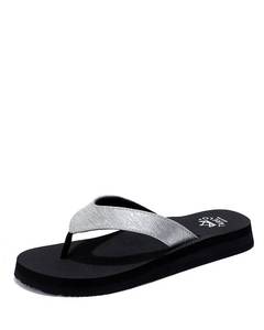 lot 1221 image: TARELO Women Flip Flops Wedge Sandals Soft Thong Slides Non Slip On Slippers(Black,Numeric_6) - Retail $20
