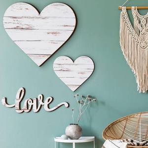 lot 1225 image: Chitidr 3 Pcs Wooden Hearts Decor Heart Wooden Sign Rustic Hanging Love Plaque for Wall Home Farmhouse Living Room Bedroom Gifts(White) - Retail $8