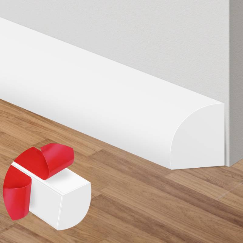 lot 2001 image: ToLanbbt Flexible Quarter Round Molding, 120 Inch Peel and Stick Rubber Trim, Double-Sided Self Adhesive Bendable Edge Molding for Floor, Bathroom, Kitchen, Countertop, 12�� W x 12�� H, White - Retail $16