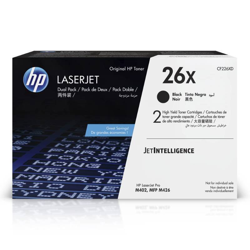 lot 2012 image: HP 26X Black High-Yield Toner Cartridge Printers (2-Pack)  Works with LaserJet Pro M402 Series LaserJet Pro MFP M426 Series  CF226XD - Retail $541