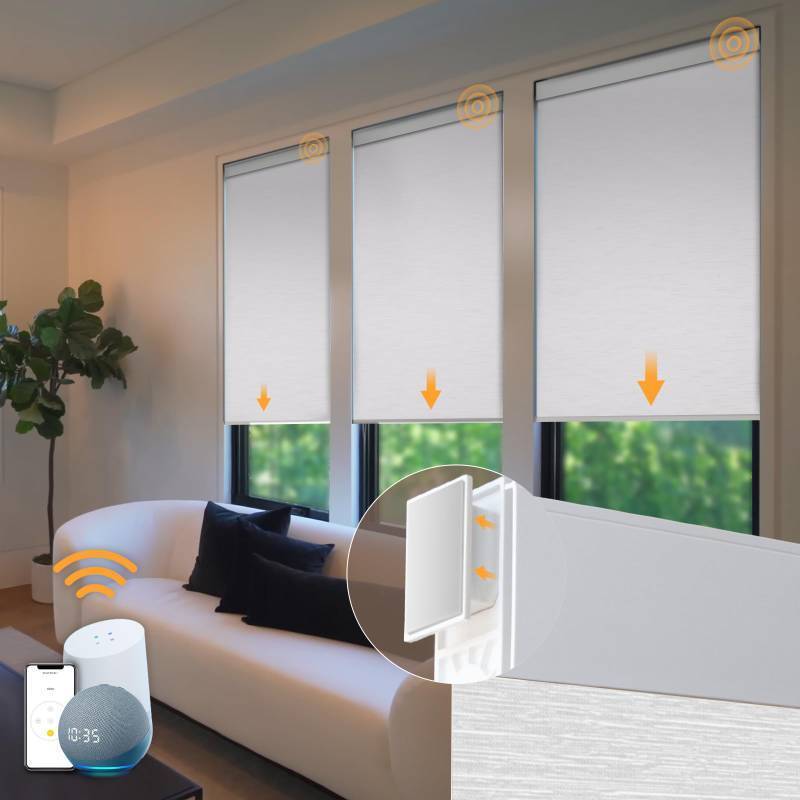 lot 2019 image: Hapadif Motorized Blinds No Drill Automatic Blinds for Windows Cordless Roller Shades Electric Blinds with Remote Control Smart Blinds (White, 30 x 72), MH100 - Retail $85
