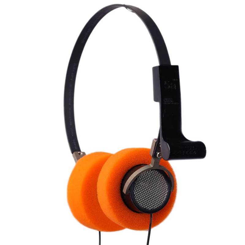 lot 2040 image: Star Headphones Handmade Hi-Fi Stereo Headset Orange Ear Pad Steel Mesh Cosplay with 3.5mm Jack - Retail $0