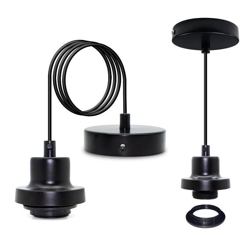 lot 2042 image: Belvusef Mini Pendant Light Kit,DIY Pendant Lamp Cord,Industrial Pendant Lights,Farmhouse Pendant Light Fixtures,Black Hanging Light Fixtures,for Kitchen IslandBedroomCorridor,2 Pack - Retail $0