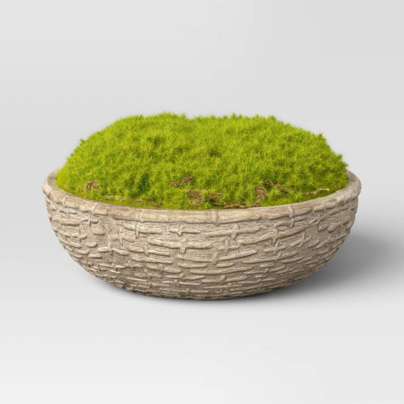 lot 2047 image: 3.5 Artificial Moss in Textured Pot Green - Threshold�� designed with Studio McGee Faux Plant Decor, Cement Base - Retail $30