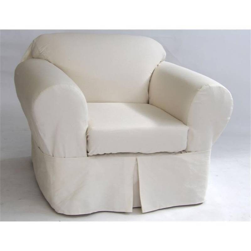 lot 2057 image: Cotton Twill Chair Slipcover, Natural Finish, 2-Piece Set, Fits Chairs 30-42 in Wide, Machine Washable, Includes Cushion and Body Cover, Soft Durable Design for Living Room or Home Use - Retail $109