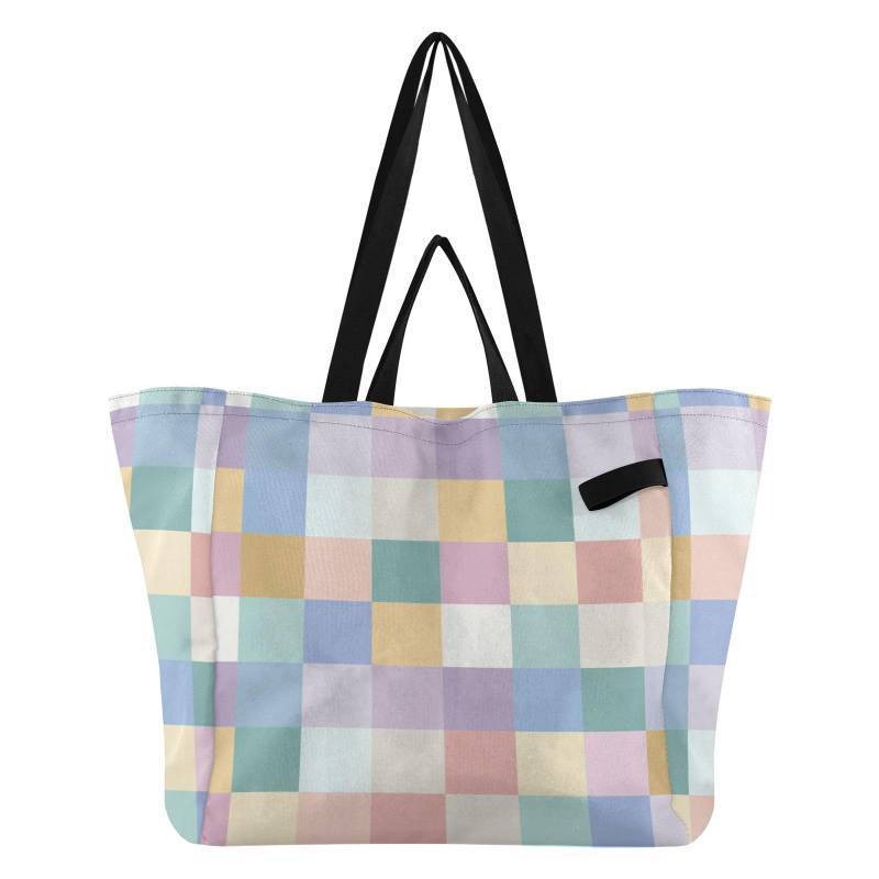 lot 2058 image: Mesh Beach  Tote Bags Casual Shopping Bag for Women Wedding Party Presents Retro Flat Design - Retail $27