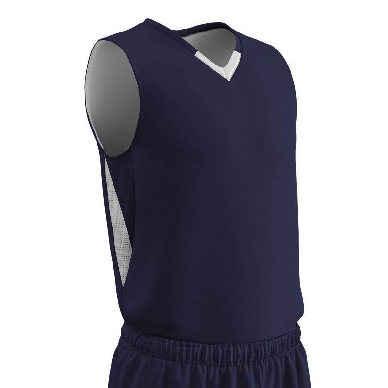 lot 2060 image: Champro Pivot Polyester Reversible Basketball Jersey, Youth Small, Navy, White - Retail $15