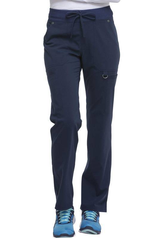lot 2066 image: Dickies Womens Petite Mid Rise Rib Knit Waistband Pant Pants, D-Navy, Large Petite - Retail $17
