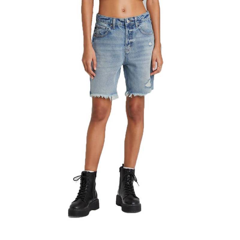 lot 2068 image: Wild Fable Womens High-Rise Wide Leg Bermuda Jean Shorts - (as1, Numeric, Numeric_4, Regular, Regular, Medium Wash) - Retail $20