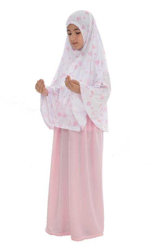 lot 2069 image: LAZWARD Prayer Set for Muslim Girls, Two Pieces Prayer Set, set of 3 pieces(Skirt, Scarf, Rosary) Suitable for 5 to 13 Years (Hearts- Yellow, 11 Years) - Retail $30