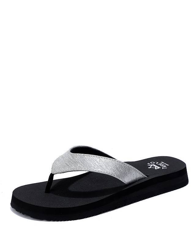 lot 2070 image: TARELO Women Flip Flops Wedge Sandals Soft Thong Slides Non Slip On Slippers(Black,Numeric_6) - Retail $20