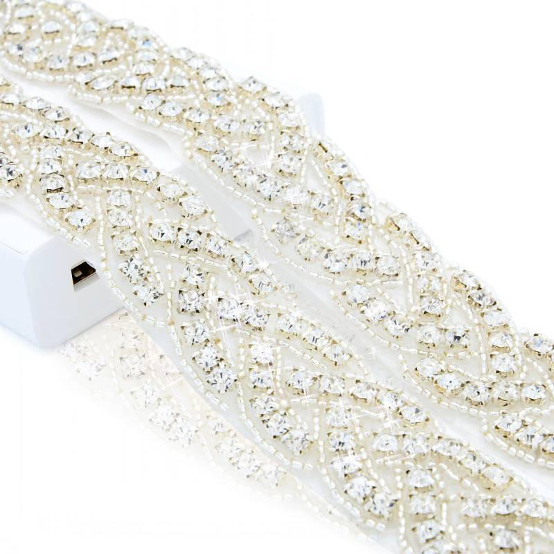 lot 2080 image: ShiDianYi Crystal Trim 1 Yard Rhinestone Trim Bridal DIY Wedding Headpiece - Retail $13