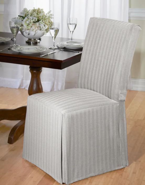 lot 2086 image: United Curtain Metro Dining Room Chair Cover, 19 by 18 by 42-Inch, Taupe Twill - Retail $11