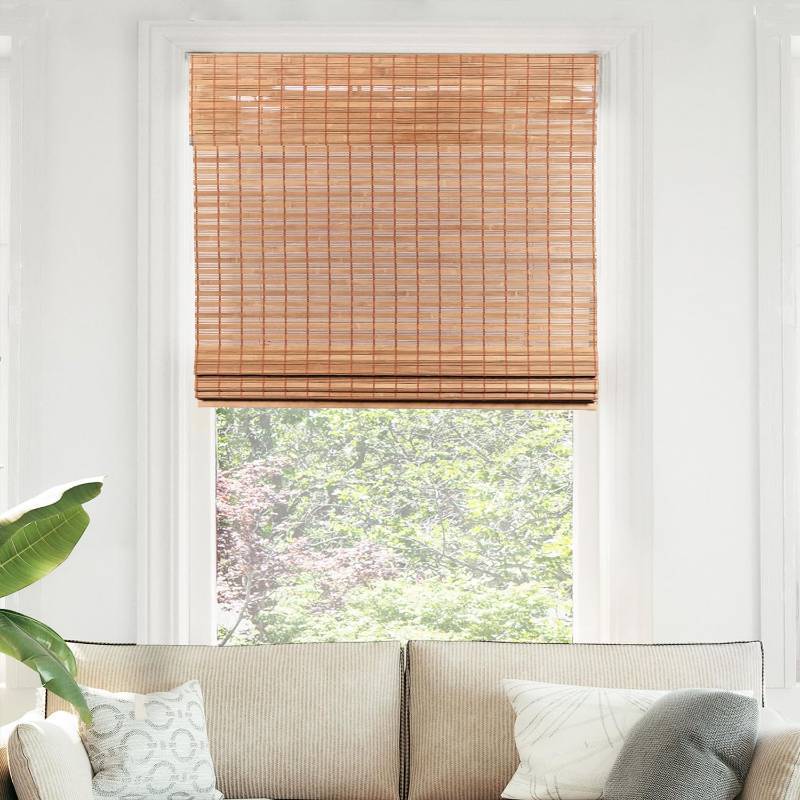lot 2088 image: CHICOLOGY Bamboo Roman Shades - Customer Favorite Eco-Friendly Light Filtering Blinds for Windows, Premium Quality, Ideal for Home & Patio, Squirrel Brown, 23W X 64H - Retail $33