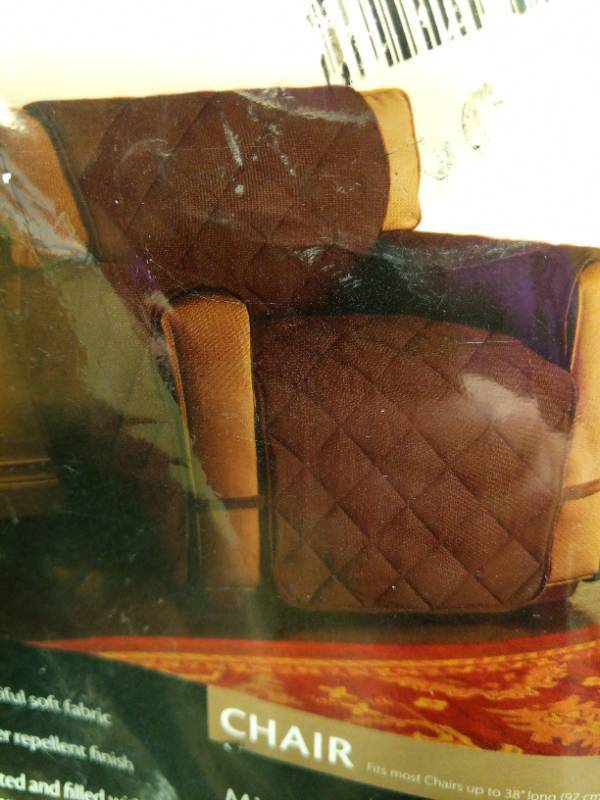 lot 2090 image: Chocolate Innovative Textile Solutions Microfiber Ultimate Solid Furniture Protector Chair, Chocolate  - Retail $66