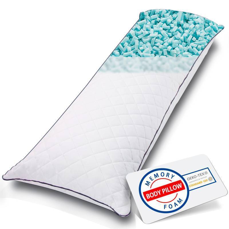 lot 2092 image: 1 MIDDLE ONE Body Pillow, Memory Foam Body Pillows for Adults Sleeping, Long Pillow for Bed, Big Large Firm Full Body Pillow for Side Sleeper, 20x54 Inch, Blue - Retail $29
