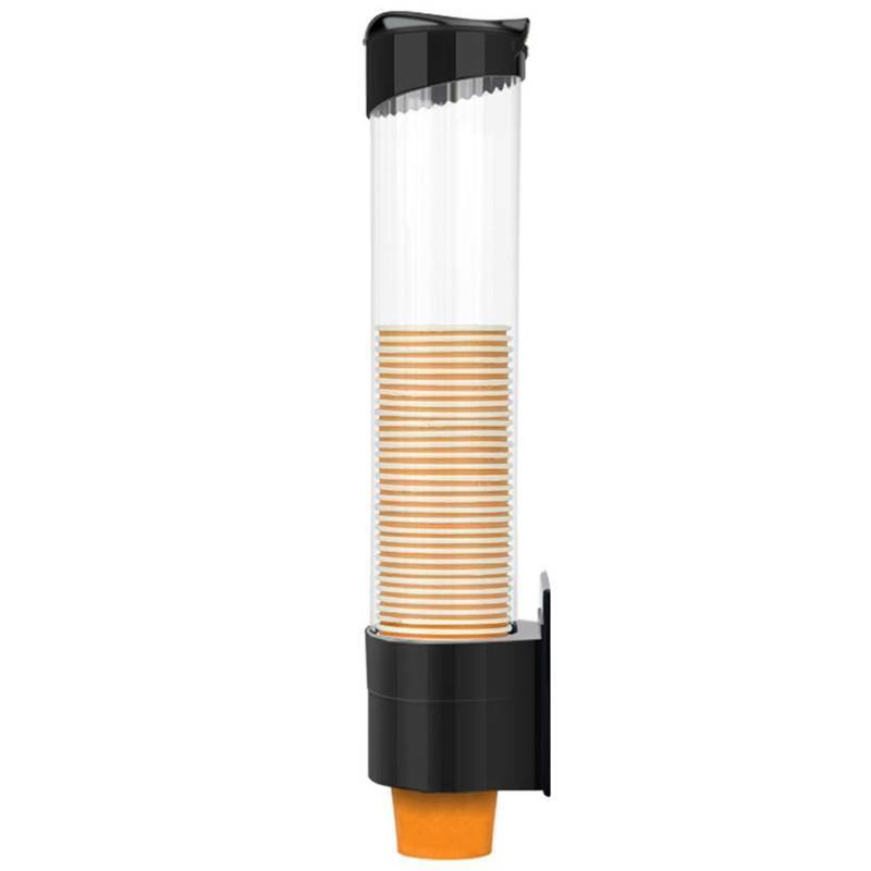 lot 2101 image: Cup Dispenser, Wall Mount Pull Type Water Cooler Cup Holder for 9oz - 12oz Disposable Paper Plastic Cups - Black- Retail $28
