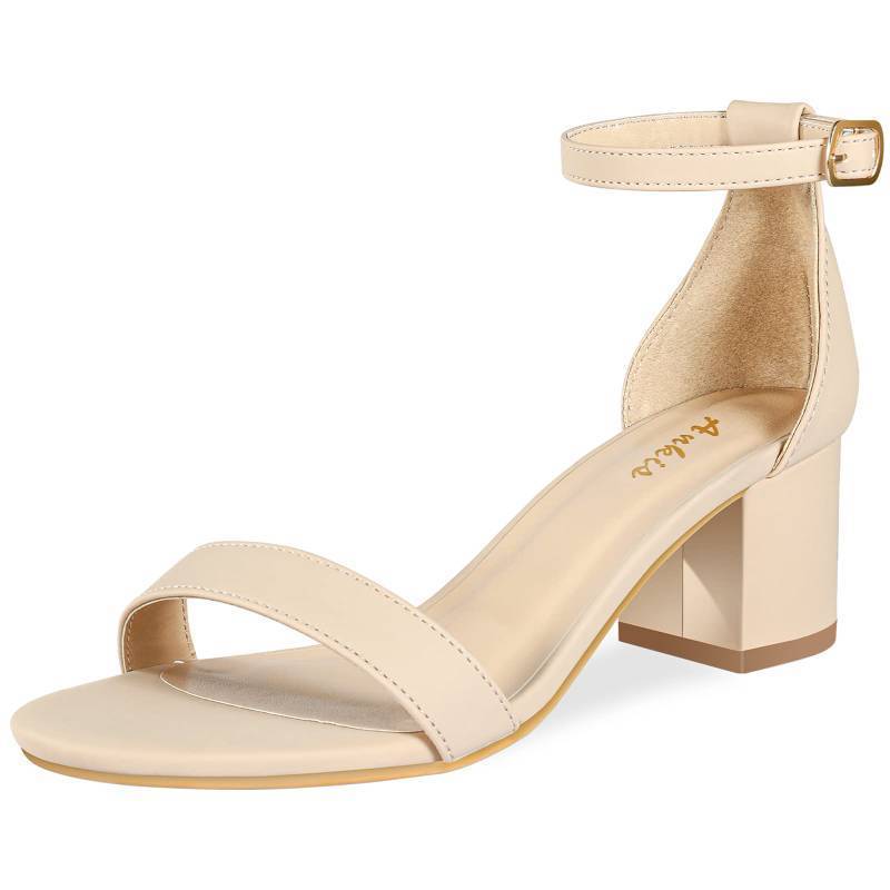 lot 2106 image: Ankis Sliver Heels Womens Open Toe Ankle Strap Block Chunky Low Heeled Sandal Comfortable Office Wedding Dress Pump Shoes Standard Size 2.25 Inches Heel Design - Retail $57