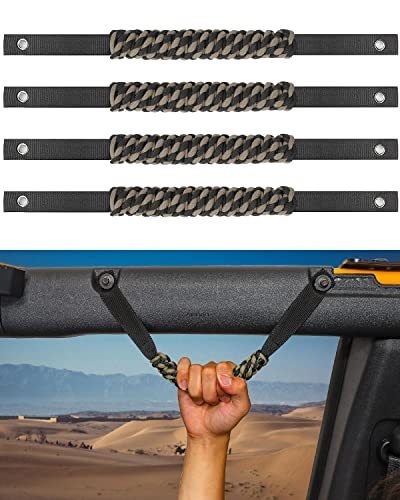 lot 2130 image: Savadicar 4 x Roll Bar Grab Handles, Circular Weave Grip Handle Compatible with 2021-2023 Ford Bronco SUV (Not Fits Bronco Sport), Interior Accessories, ArmyGreen, 4PCs Retail $23.61
