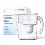 Clearly Filtered No.1 Filtered Water Pitcher/Updated Model/Targets 365+ Contaminants e.g. Fluoride Chlorine PFAS Microplastics Lead Arsenic BPA/BPS Free (Pitcher Includes 1 Filter) - Retail: $100