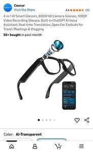 Coucur 4-in-1 AI Smart Glasses with HD Camera - Retail: $199