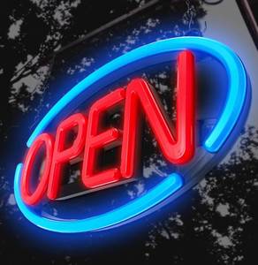 lot 151960 image: LED Open Sign,Bright Open Sign for Business Window with Remote Control,24x12 inch Large Size,Restaurant,Bar,Retail Shops,Window Storefronts,Salon,12V2A Power Supply (Blue-Red)