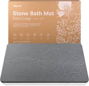 lot 151966 image: XMarrat Extra Large Stone Bath Mat Large, 31.5 x 19.7 Diatomaceous Earth Non-Slip Stone Shower Mat, Super Absorbent Diatomite Stone Mats for Bathroom, Quick Drying, Easy to Clean (Dark Gray)