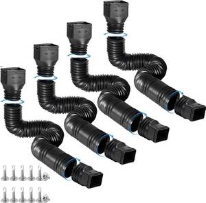 lot 151970 image: plusgutter 4 Pack Rain Gutter Downspout Extensions Flexible, Drain Downspout Extender,Down Spout Drain Extender, Gutter Connector Rainwater Drainage,Extendable from 21 to 68 Inches(Black)