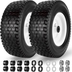 lot 151972 image: 13x5.00-6 Flat Free Tire and Wheel with 34 & 58 Bearings   2 Pack 13x5x6 Solid Rubber Lawn Mower Tires for Riding Lawn Mower Tires and Wheel with 3 Centered Hub