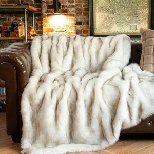 lot 151973 image: BATTILO HOME Luxury White Faux Fur Throw Blanket Long Pile with Black Tips, 51x67, Super Warm Thick Faux Fur Blanket for Couch, Bed, Fuzzy Fluffy Elegant Cozy Blanket