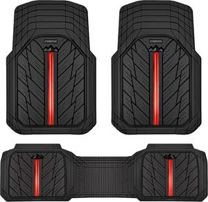 lot 151977 image: CAR PASS Rubber Floor Mats for Cars, Car Mats Full Sets DeepDish,Universal SL Size Trim-to Fit Automotive Floor Mat for Truck Van SUV, Heavy Duty Waterproof All-Weather Floor liners Durable Black Red