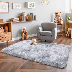 lot 151980 image: Thick Area Rug Light Grey Fluffy Shag 3x5 for Bedroom, Soft Plush Fuzzy Shaggy Carpet, Thickened Washable Non Slip Cozy Furry Rugs for Living Room, Kids Baby Nursery Dorm, Tie-Dye Gray