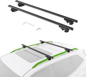 lot 151981 image: Universal Lockable Roof Rack Cross Bars, 52 Adjustable Aluminum Crossbars with 200lbs Load Capacity for Car, Only Fit Raised Side Rails with Gap
