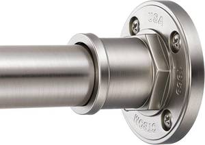 lot 151990 image: BRIOFOX Industrial Shower Curtain Rod - 2-in-1 Design Tension Curtain Rod - Never Rust Non-Slip 43 to 72 Inch 304 Stainless Steel, Brushed Nickel Window Curtain Rod